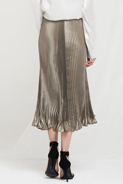 Skyler Metallic Pleated Maxi Skirt-2 Colors