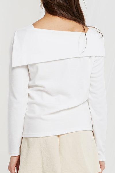 Floda Diagonal Fold-over Collar Top