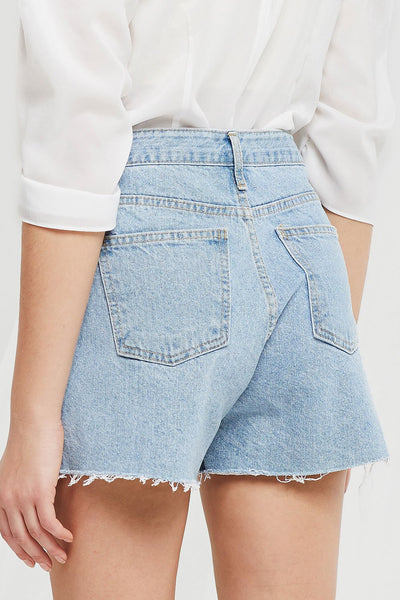 Viora Cut Off Ripped Shorts in Denim