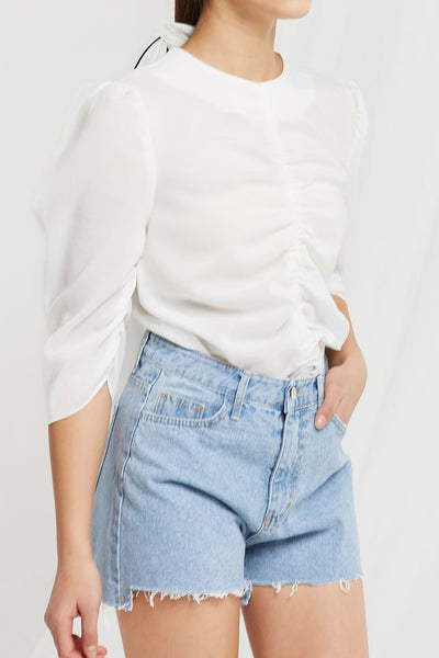 Viora Cut Off Ripped Shorts in Denim