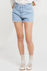 Viora Cut Off Ripped Shorts in Denim