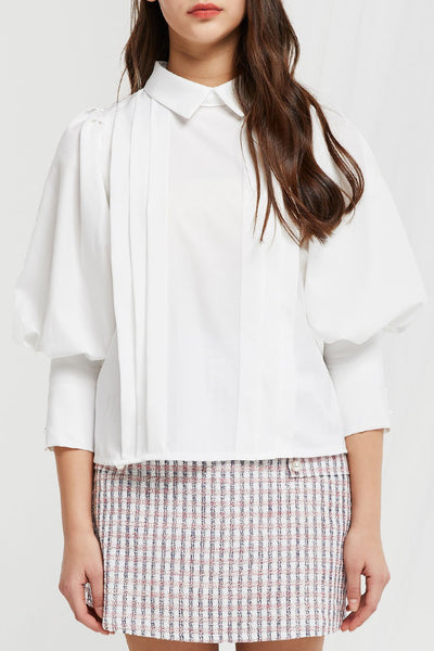 Soleil Pintuck Puff Sleeve Blouse