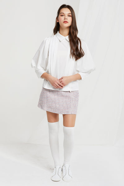 Soleil Pintuck Puff Sleeve Blouse