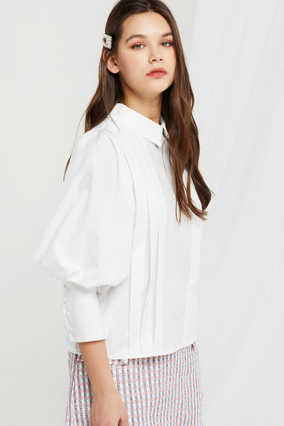 Soleil Pintuck Puff Sleeve Blouse