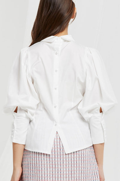 Soleil Pintuck Puff Sleeve Blouse