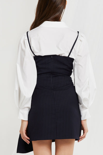 Sera Pinstripe Tie Wrap Dress