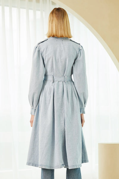 Scarlett Belted Denim Long Trench Coat