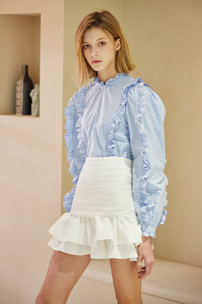 Isla Gingham Ruffle Blouse