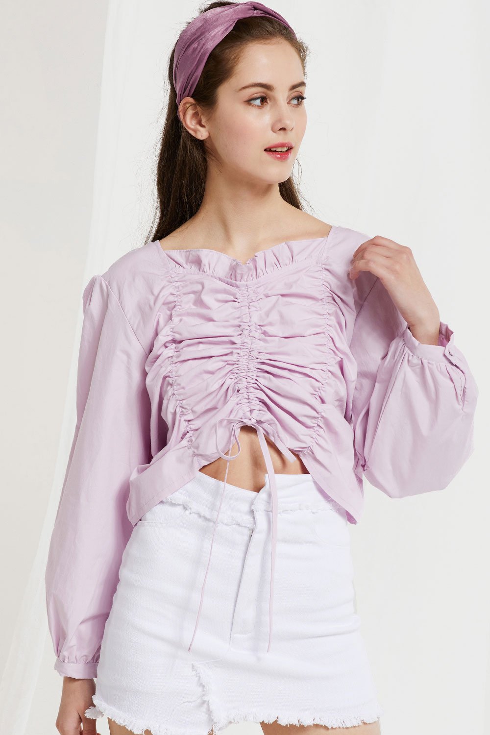 Kai Drawstring Shirred Blouse by STORETS