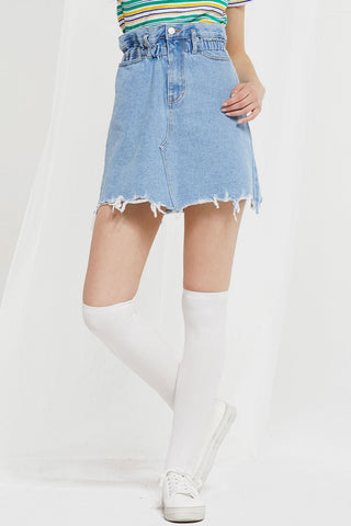 Lala Raw Edge Denim Skirt by STORETS