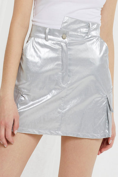 Kana Crinkle Metallic Skirt by STORETS