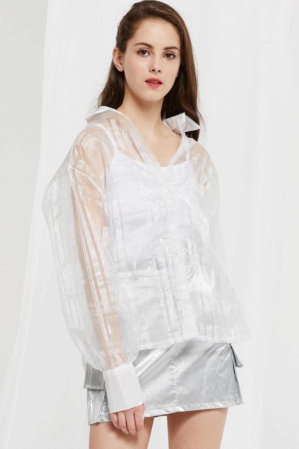 Audrey Plaid Organza Shirt by STORETS