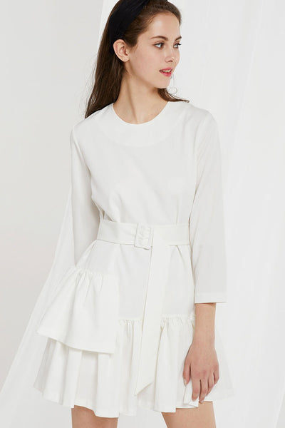 Itzel Flounce Dress w/ Belt by STORETS