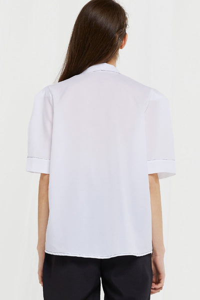 Charlotte Contrast Stitch Sheer Shirt