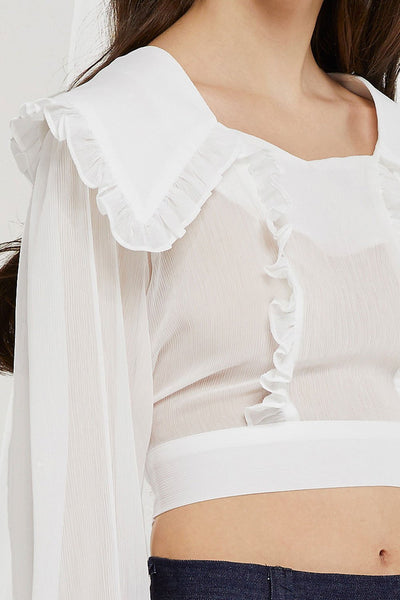 Echo Puritan Collar Crop Blouse