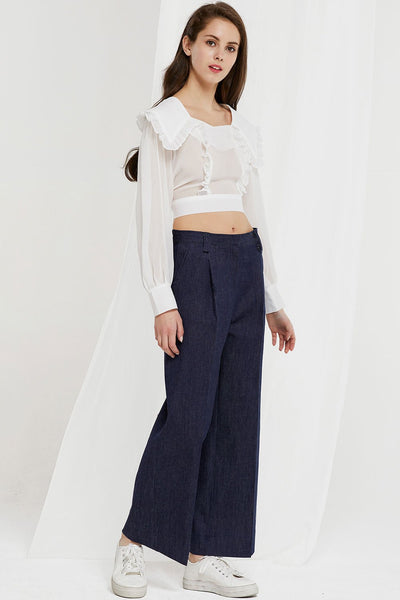 Echo Puritan Collar Crop Blouse