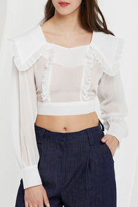 Echo Puritan Collar Crop Blouse