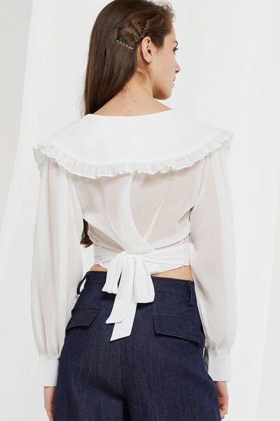 Echo Puritan Collar Crop Blouse