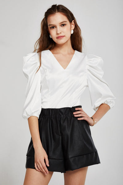 Stella Ruched Puff Sleeve Blouse