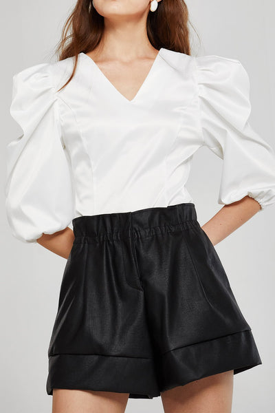 Iris Paperbag Waist Pleather Shorts