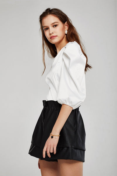 Stella Ruched Puff Sleeve Blouse