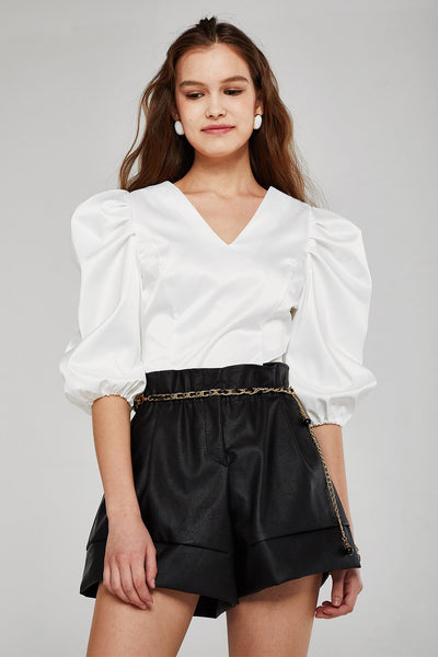 Stella Ruched Puff Sleeve Blouse