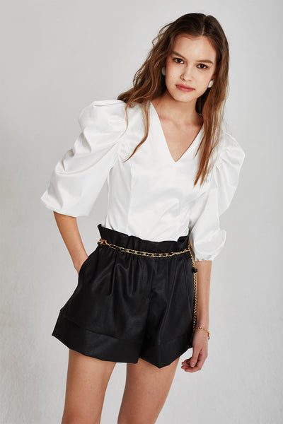 Stella Ruched Puff Sleeve Blouse