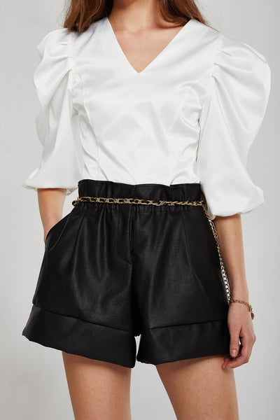 Stella Ruched Puff Sleeve Blouse