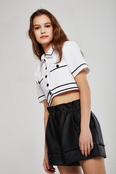 Brooklyn Contrast Trim Cropped Shirt