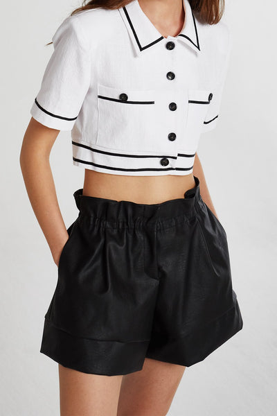 Brooklyn Contrast Trim Cropped Shirt