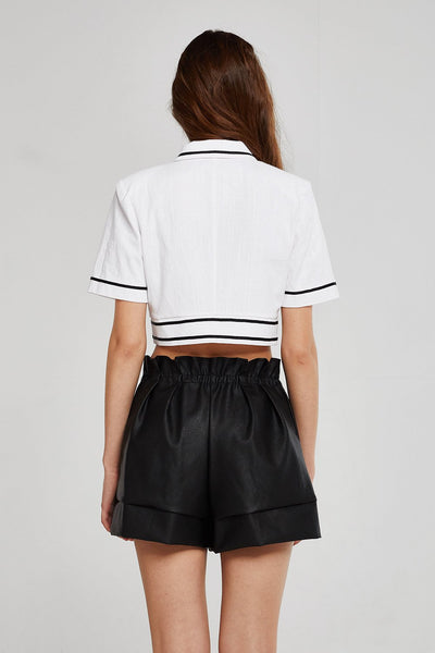 Brooklyn Contrast Trim Cropped Shirt