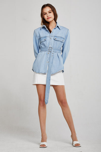 Adalynn Belted Denim Shirt