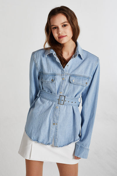 Adalynn Belted Denim Shirt