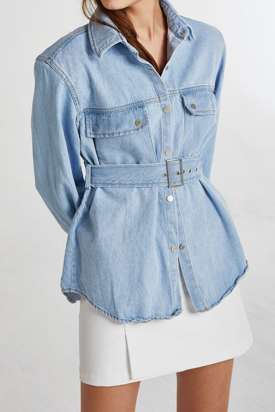 Adalynn Belted Denim Shirt