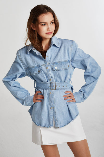 Adalynn Belted Denim Shirt