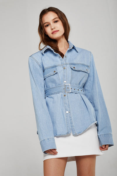 Adalynn Belted Denim Shirt