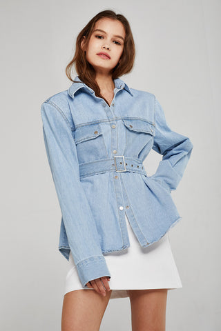 Adalynn Belted Denim Shirt