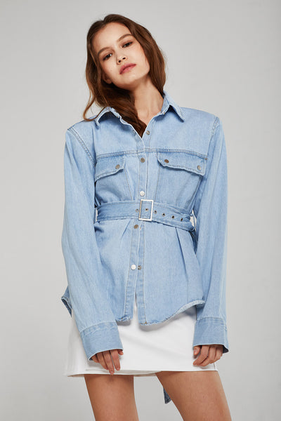 Adalynn Belted Denim Shirt