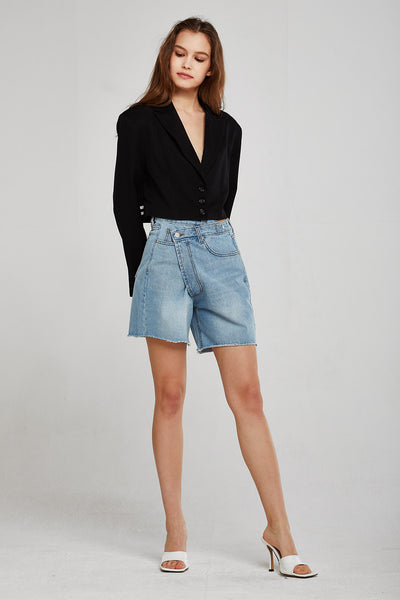 Bailey Wrap Effect Denim Shorts