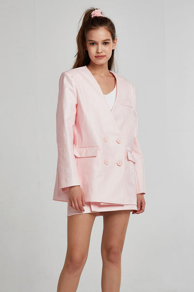 Ashley Oversized Collarless Coated Jacket