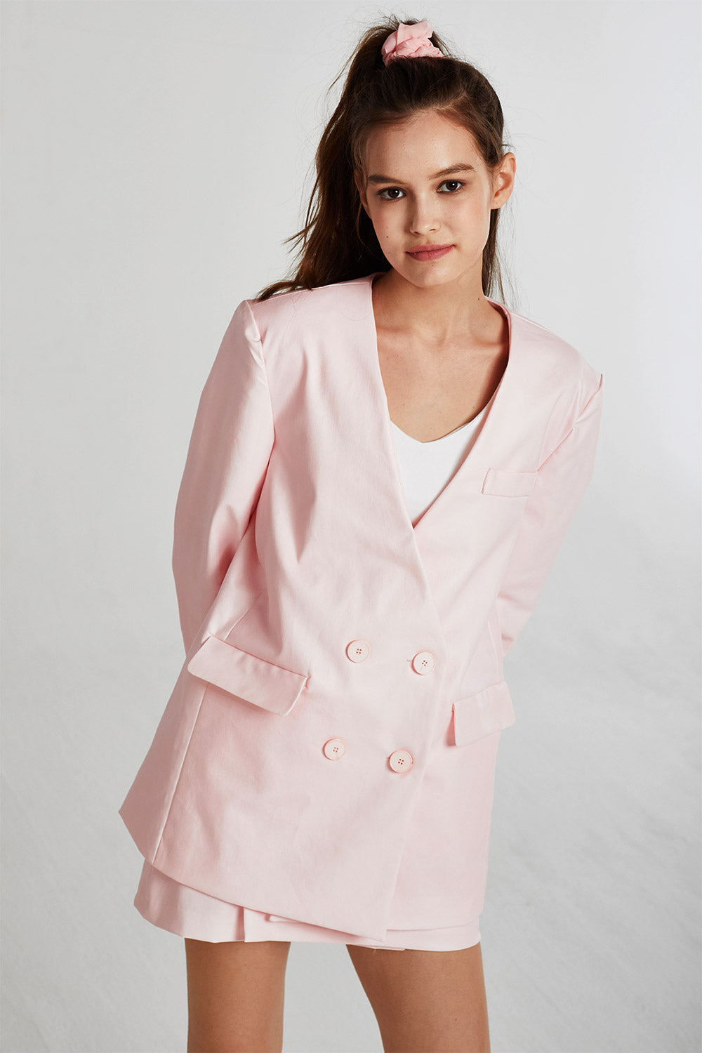 Ashley Oversized Collarless Coated Jacket