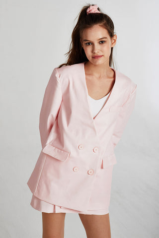 Ashley Oversized Collarless Coated Jacket