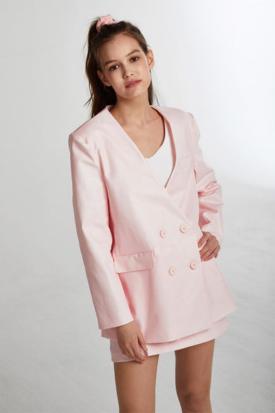 Ashley Oversized Collarless Coated Jacket