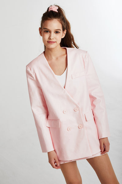 Ashley Oversized Collarless Coated Jacket