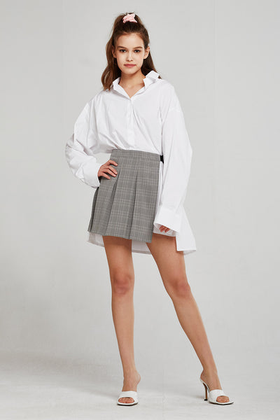 Eva Plaid Pleated Skirt Belt