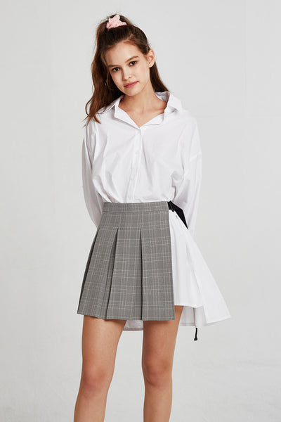 Eva Plaid Pleated Skirt Belt