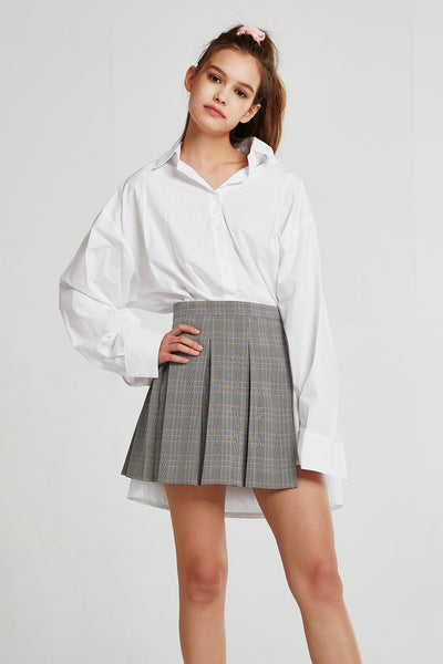 Eva Plaid Pleated Skirt Belt