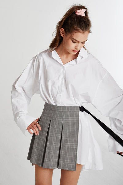 Eva Plaid Pleated Skirt Belt