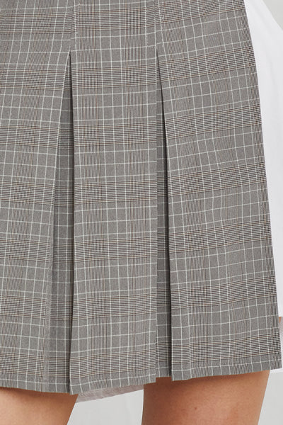 Eva Plaid Pleated Skirt Belt