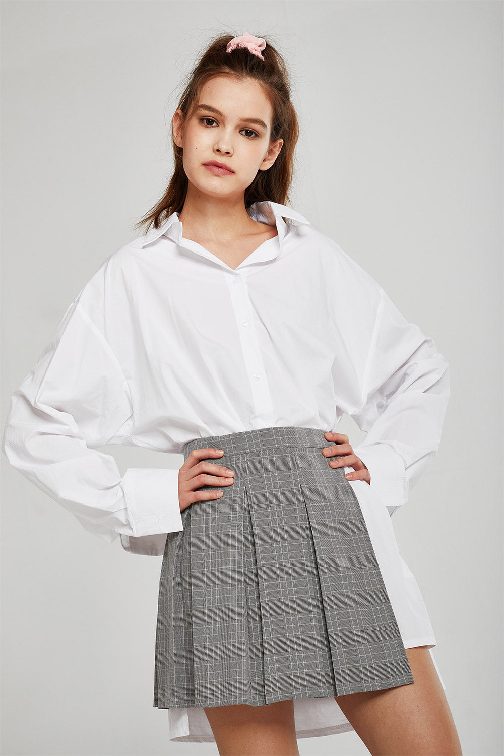 Eva Plaid Pleated Skirt Belt